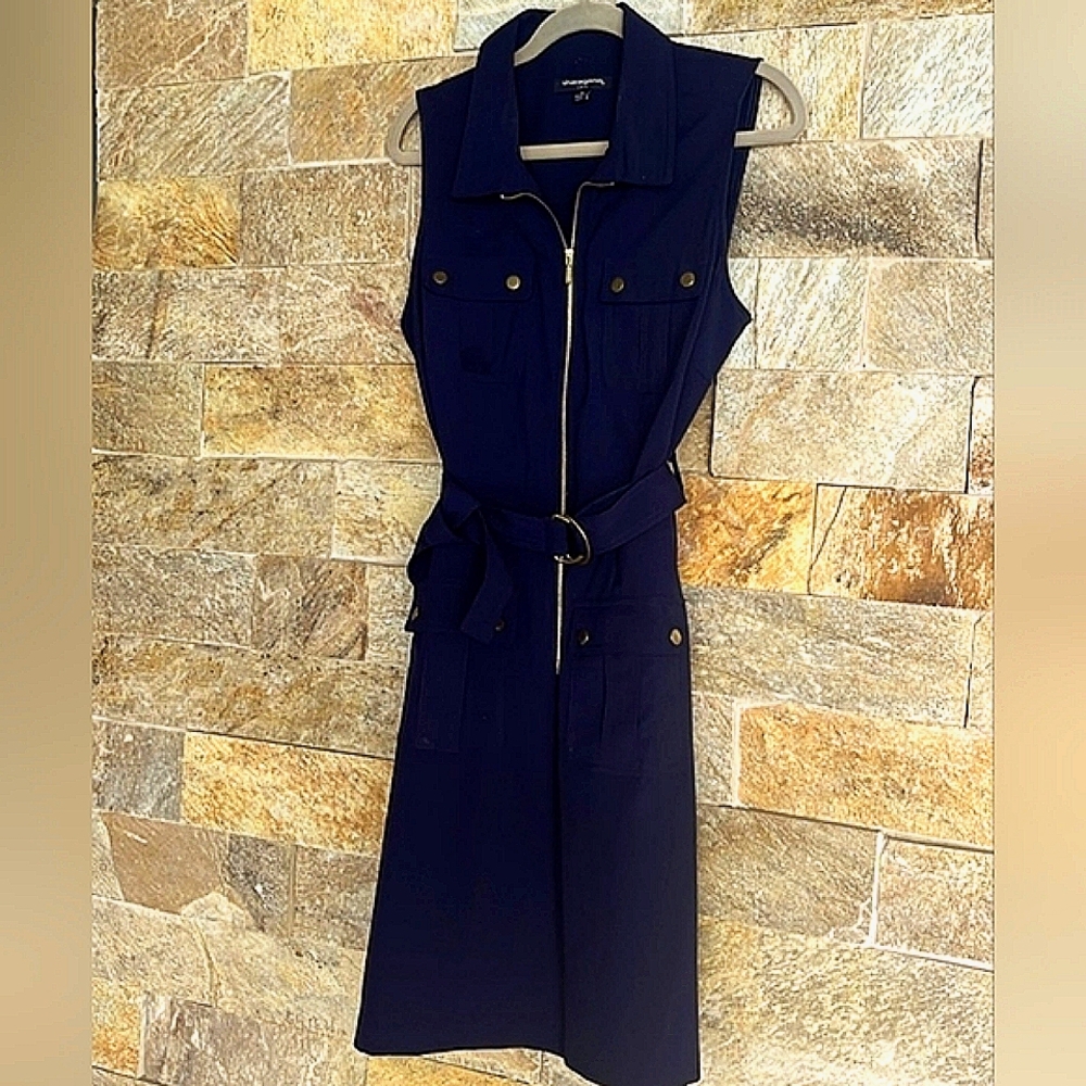 Navy Blue Sleeveless Midi Dress Sz 10